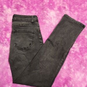 Indigo Rein Juniors 7 Jeans 26x29 Mid‎ Rise Flare Black Stretch Denim